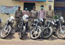 बाइक चोरी गिरोह के दो सदस्य गिरफ्तार, 6 बाइक बरामद