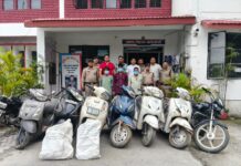 चोरी के आठ दुपहिया वाहनों के साथ तीन गिरफ्तार