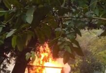 दीपावली के सामान से भरे ट्रक के जलने से लाखों का सामान स्वाह